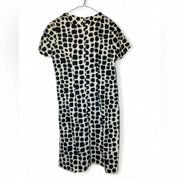 Vintage 1960 Black White Dress w/ Built in Tassel Scarf Rear Zipper Dress 16 1/2 - Picture 2 of 6